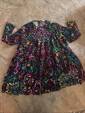 Stella McCartney girls dress fireworks colorful size 10 long sleeve pockets